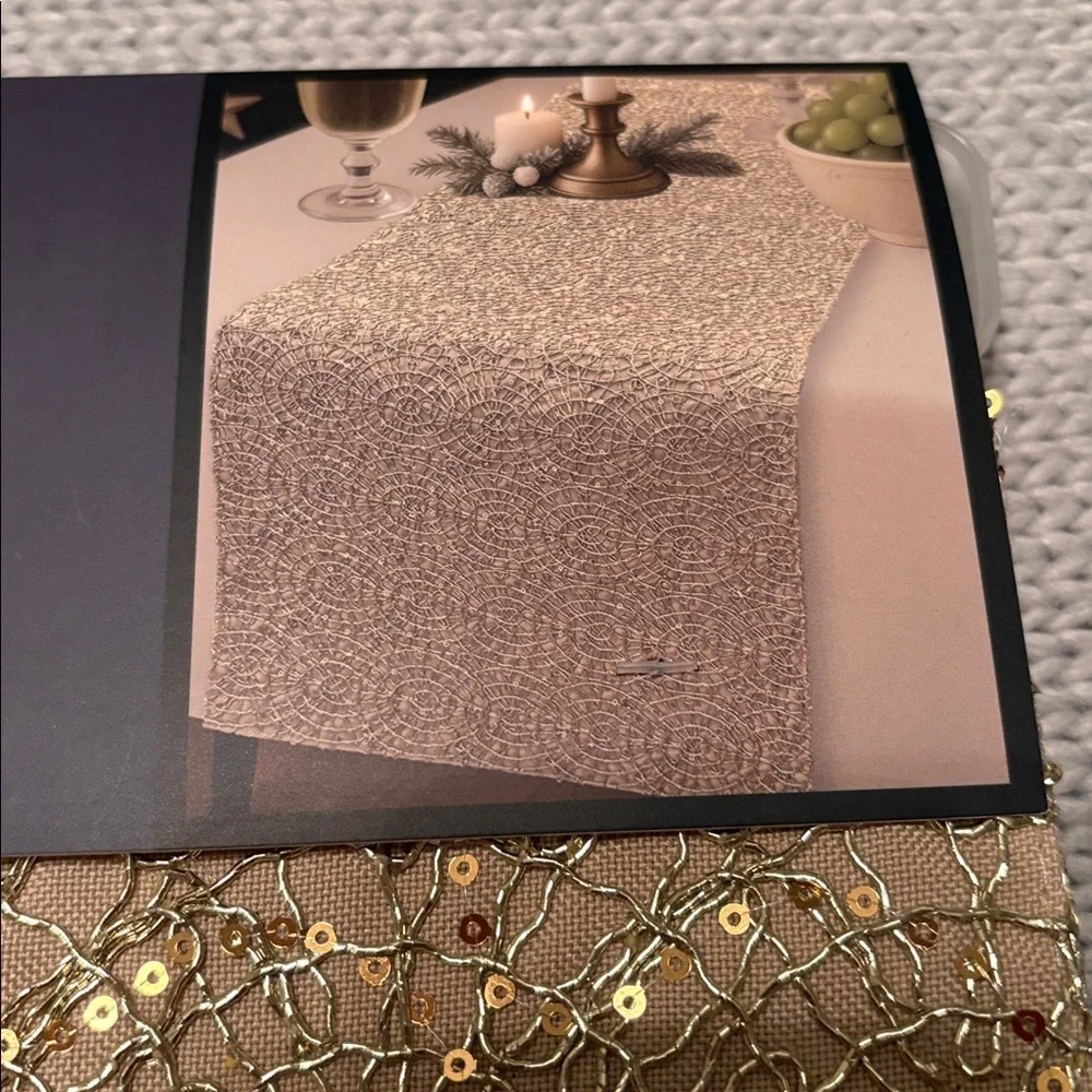 Homewear Angelo Gold Winter Web 72” Sequin Table Runner